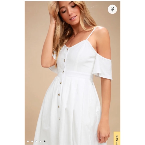 Lulu’s I’ve Got Love White Off The Shoulder Dress - Picture 5 of 5